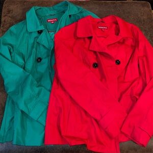 Merona women’s Red and Green Double-Breasted trench peacoats size L